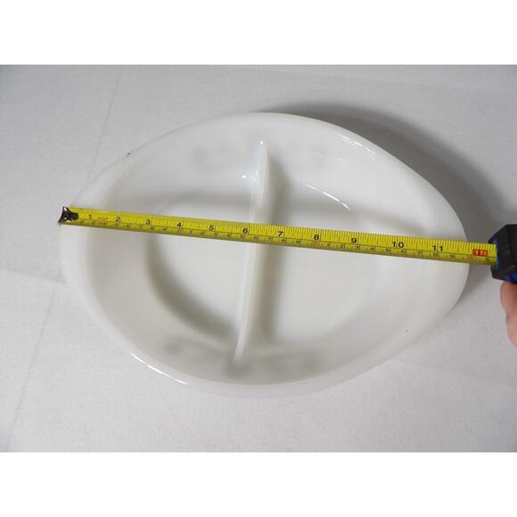 Vintage Glasbake White Green Daisy Flower Oval Divided Casserole Dish Qt - Picture 5 of 11